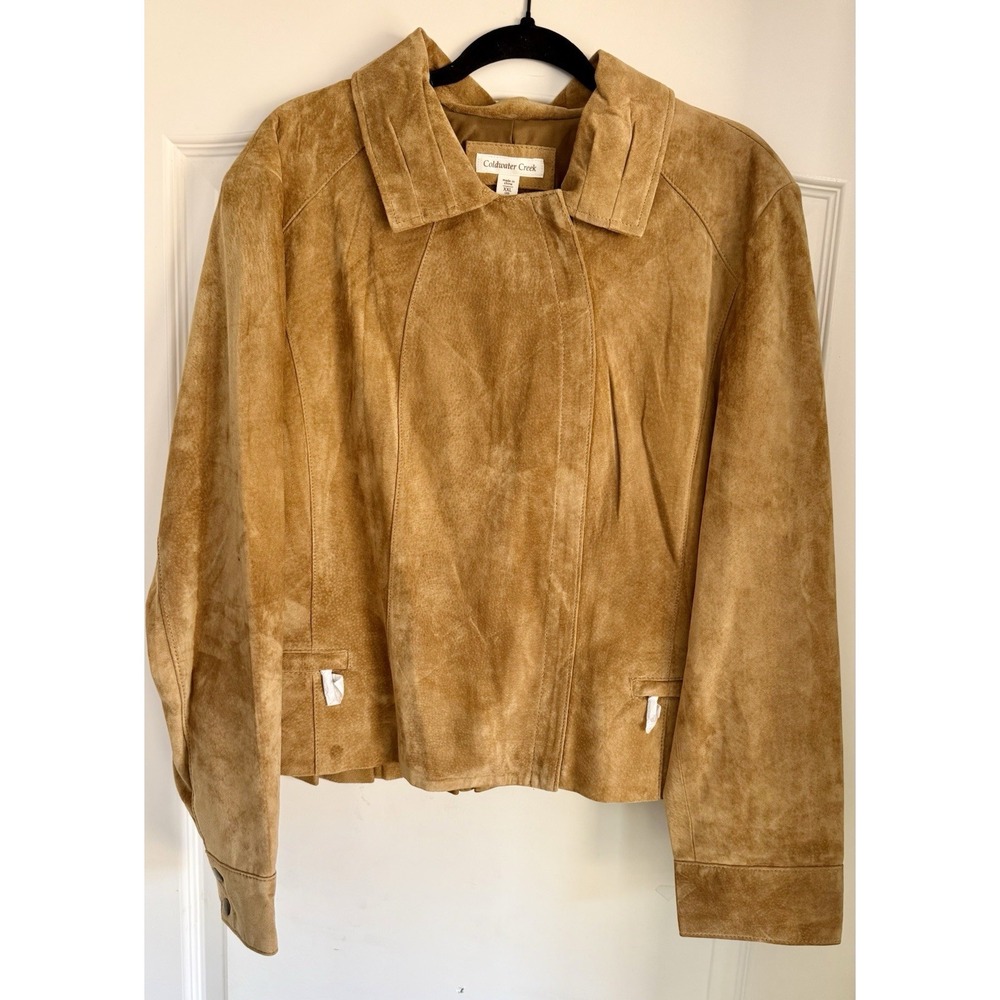 Coldwater Creek Suede Leather Jacket XXL 20 Camel Brown NWT $169.95